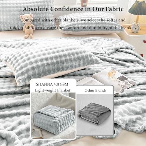 Kuscheldecke Milchsamt Blasen Decke Super Soft Warme Couchdecke 100 x 160cm White