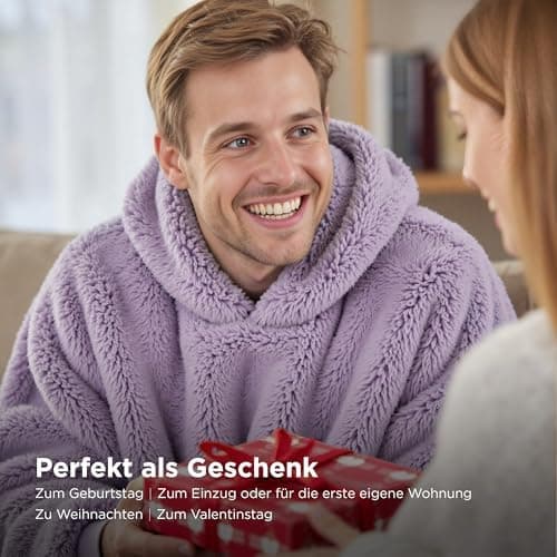 BEDSURE Hoodie Decke mit Ärmeln - Warme Kuschelpullover für Frauen - Tragbare Erwachsenendekke Grau OEKO-TEX 95x85 cm