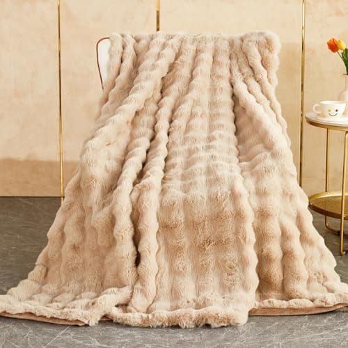 Kuscheldecke Milchsamt Blasen Decke Super Soft Warme Couchdecke 100 x 160cm White