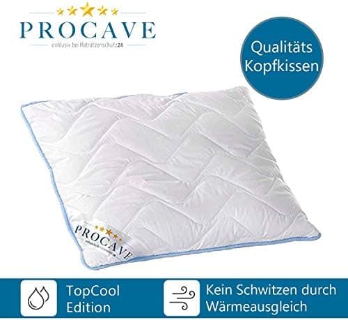 Hochwertiges Qualitäts-Stepp-Kissen für Allergiker, atmungsaktiv und Kochfest 40x40 cm - PROCAVE TopCool
| Winter- und