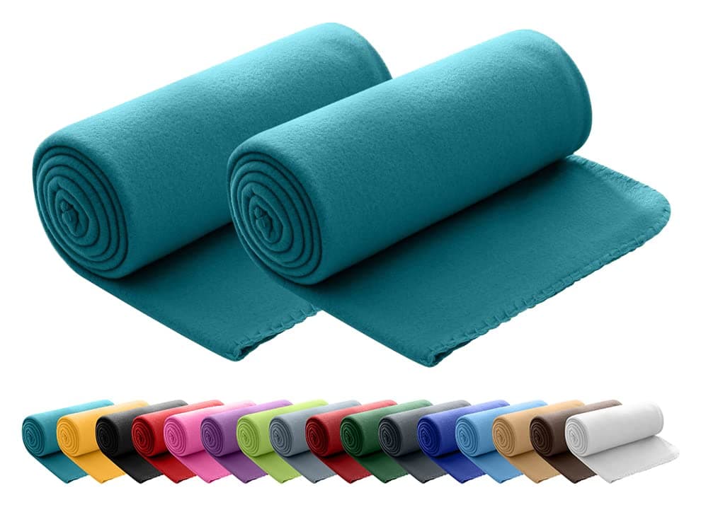 Wometo 2er Set Polar Fleecedecke OekoTex Lilaviolett Anti-Pilling Kettelrand