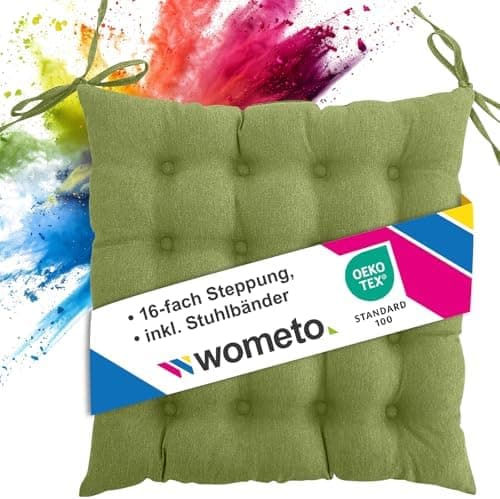Wometo Sitzkissen Stuhl - dunkelgrau Oeko-TEX Sitzpolster mit Bändern für Indoor und Outdoor OEKO-TEX STANDARD 100  
Wom