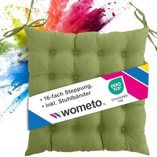 Wometo Sitzkissen Stuhl - dunkelgrau Oeko-TEX Sitzpolster mit Bändern für Indoor und Outdoor OEKO-TEX STANDARD 100  
Wom
