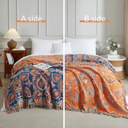 SOFTEXLY Boho Decke – Kuschelige Tagesdecke & Bettüberwurf 150x200cm, Aesthetic Design & Doppelseitige Musselin, Ideal f