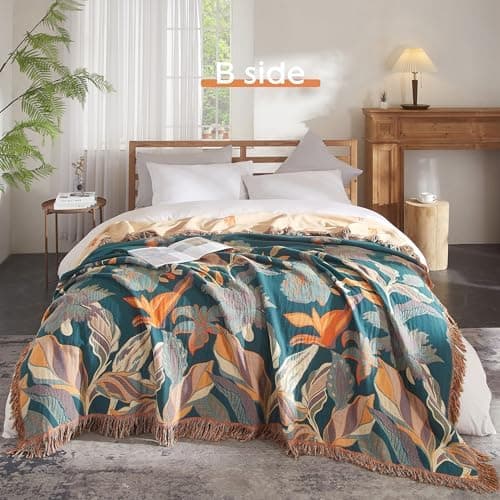 SOFTEXLY Boho Decke – Kuschelige Tagesdecke & Bettüberwurf 150x200cm, Aesthetic Design & Doppelseitige Musselin, Ideal f