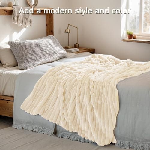 Kuscheldecke Milchsamt Blasen Decke Super Soft Warme Couchdecke 100 x 160cm White