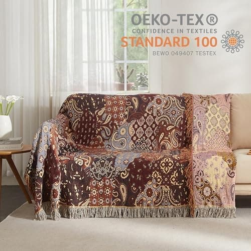 SOFTEXLY Boho Decke – Kuschelige Tagesdecke & Bettüberwurf 150x200cm, Aesthetic Design & Doppelseitige Musselin, Ideal f