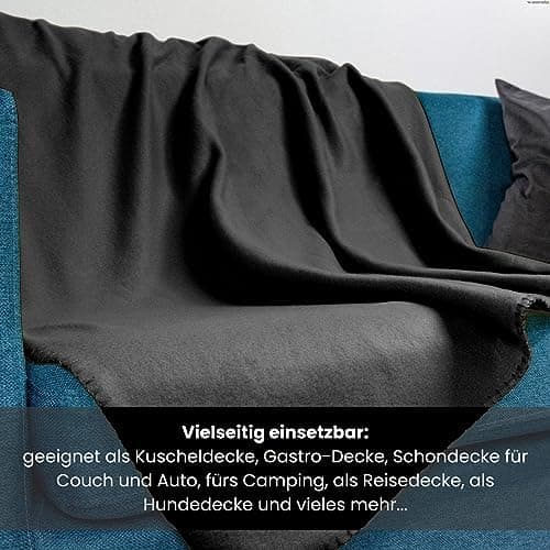 Wometo 10er Vorteilspack Fleecedecke grau Anti-Pilling Kettelrand