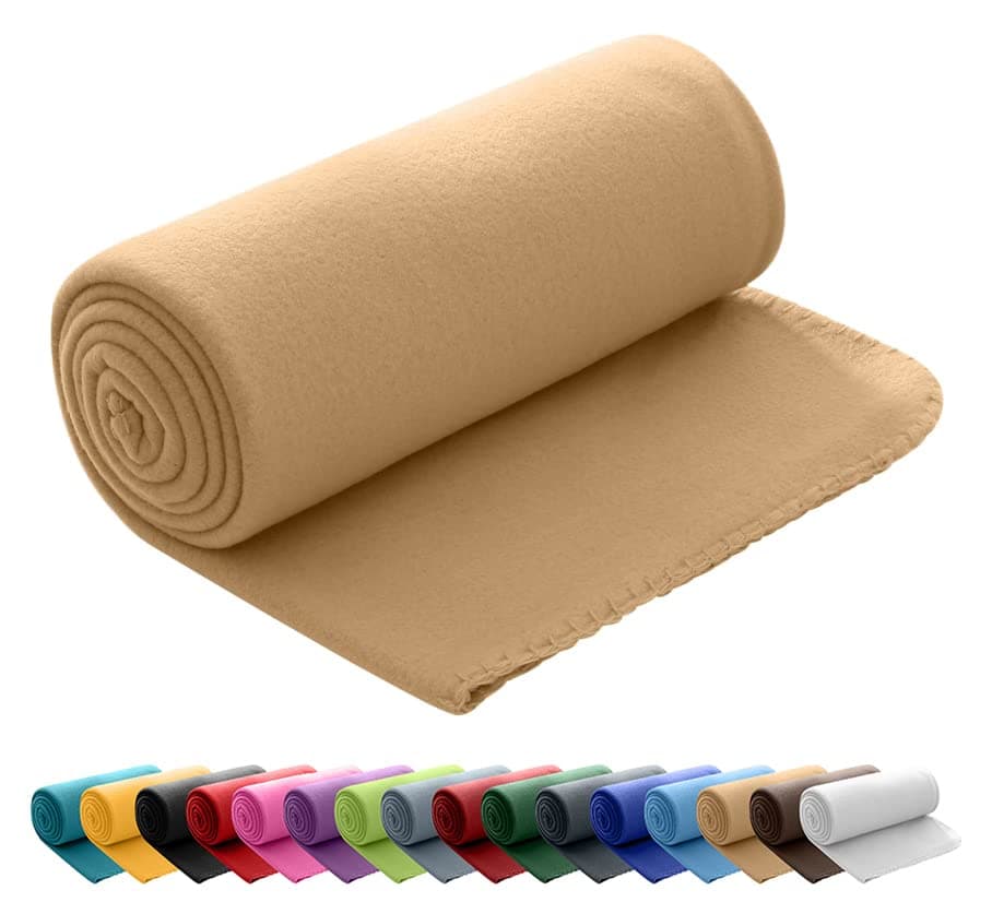 Polar Fleecedecke oekoTex 130x160 Anti-Pilling Kettelrand blau Mittelblau OEKO-TEX STANDARD 100