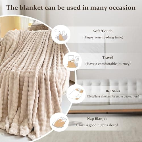 Kuscheldecke Milchsamt Blasen Decke Super Soft Warme Couchdecke 100 x 160cm White