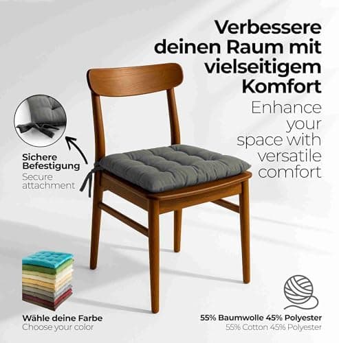 Etérea Türkiswaschbares Sitzkissen Stuhl 40x40 2er Set Inneneinbau - Outdoor & Indoor - OEKO-TEX Made in Green