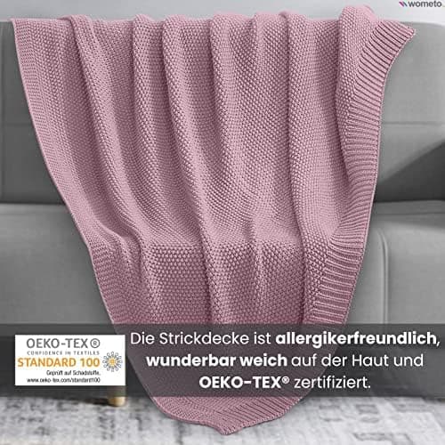 Wometo Kuscheldecke Strick Warme und Weiche Strickdecke OekoTex 140x190TürkisPetrol