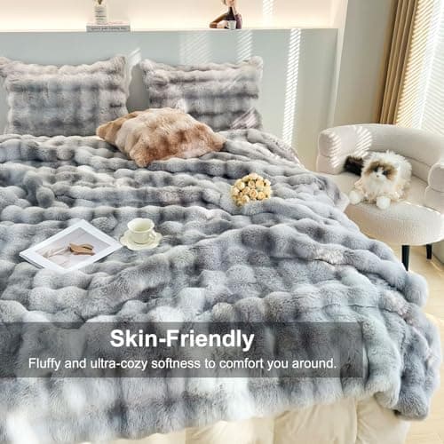 Kuscheldecke Milchsamt Blasen Decke Super Soft Warme Couchdecke 100 x 160cm White