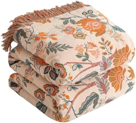 SOFTEXLY Boho Decke – Kuschelige Tagesdecke & Bettüberwurf 150x200cm, Aesthetic Design & Doppelseitige Musselin, Ideal f