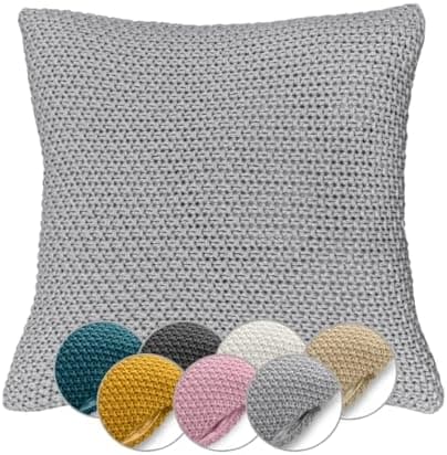 Wometo Oeko-TEX Sofakissenbezug Strick 45x45 türkis Petrol Reißverschluss warme weiche Kissenhülle OEKO-TEX STANDARD 100