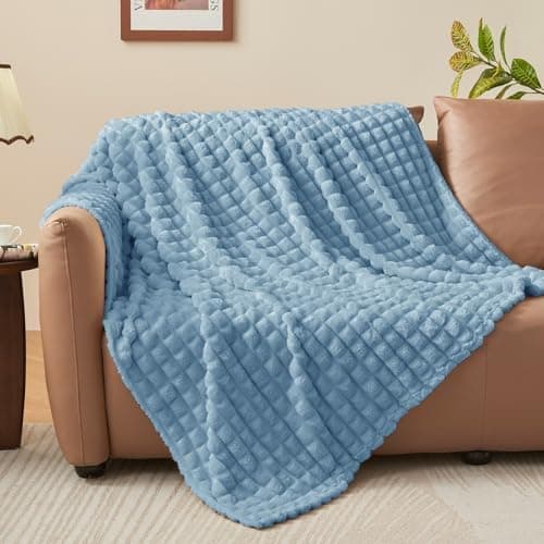 BEDELITE Flauschig Kuscheldecke Hellblau 125x150 für Sofa und Wohnzimmer OEKO-TEX STANDARD 100  
BEDELITE Hellblauer Fla