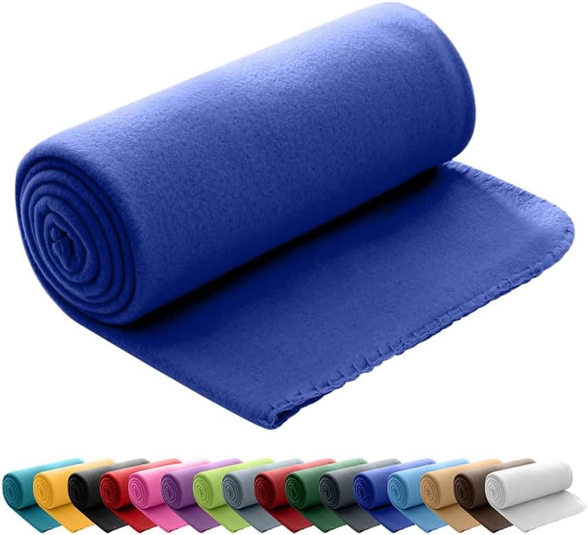Polar Fleecedecke oekoTex 130x160 Anti-Pilling Kettelrand blau Mittelblau OEKO-TEX STANDARD 100