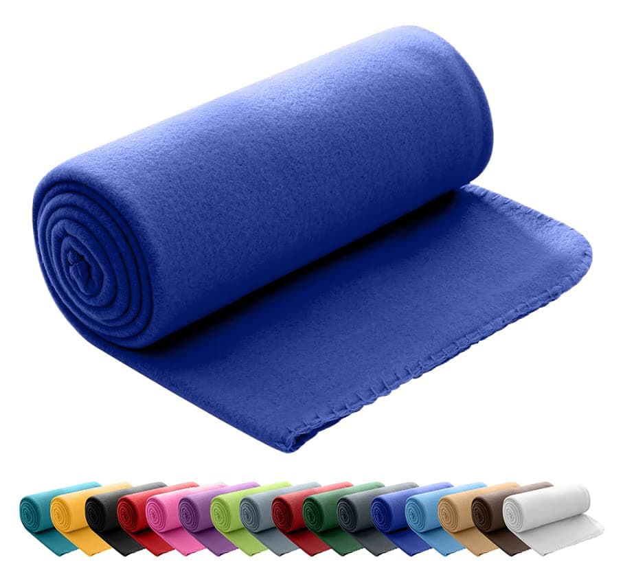 Polar Fleecedecke oekoTex 130x160 Anti-Pilling Kettelrand blau Mittelblau OEKO-TEX STANDARD 100