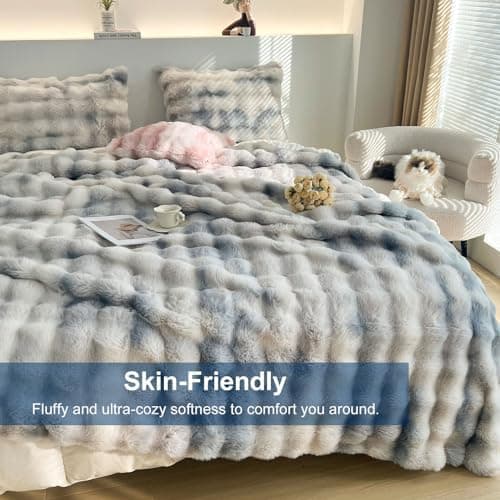 Kuscheldecke Milchsamt Blasen Decke Super Soft Warme Couchdecke 100 x 160cm White