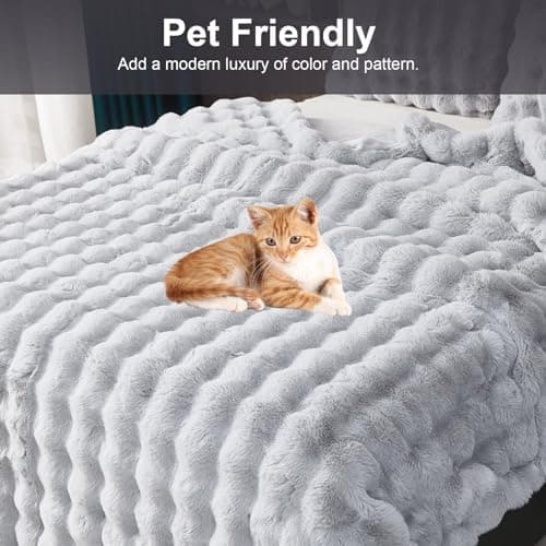 Kuscheldecke Milchsamt Blasen Decke Super Soft Warme Couchdecke 100 x 160cm White