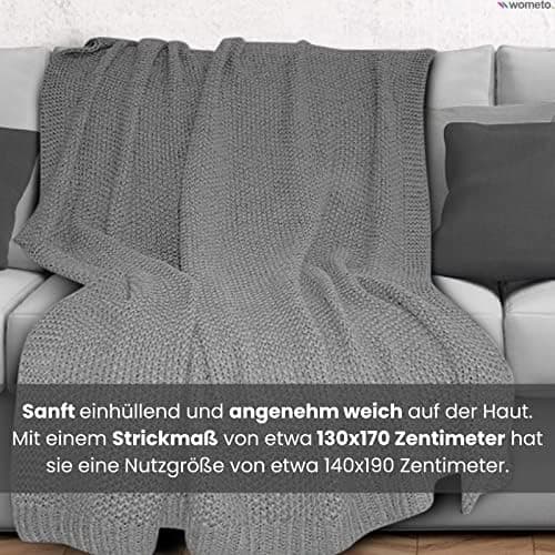Wometo Kuscheldecke Strick Warme und Weiche Strickdecke OekoTex 140x190TürkisPetrol