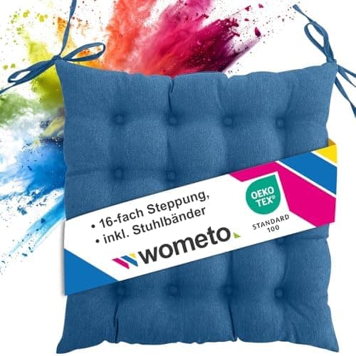 Wometo Sitzkissen Stuhl - dunkelgrau Oeko-TEX Sitzpolster mit Bändern für Indoor und Outdoor OEKO-TEX STANDARD 100  
Wom