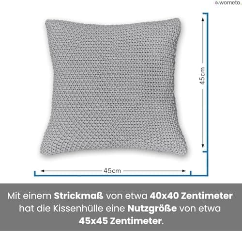 Wometo Oeko-TEX Sofakissenbezug Strick 45x45 türkis Petrol Reißverschluss warme weiche Kissenhülle OEKO-TEX STANDARD 100