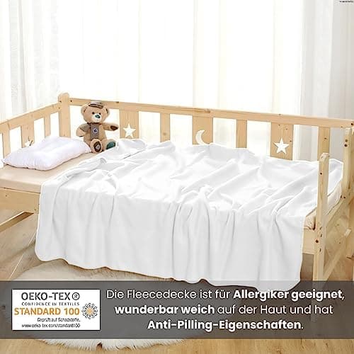 Wometo 2er Set Polar Fleecedecke OekoTex Lilaviolett Anti-Pilling Kettelrand