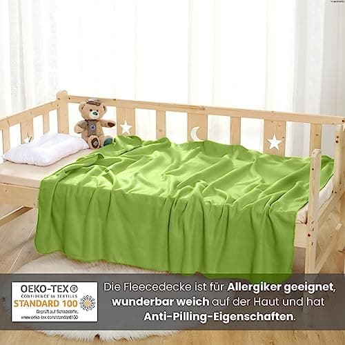 Wometo 2er Set Polar Fleecedecke OekoTex Lilaviolett Anti-Pilling Kettelrand