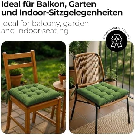 Etérea Türkiswaschbares Sitzkissen Stuhl 40x40 2er Set Inneneinbau - Outdoor & Indoor - OEKO-TEX Made in Green