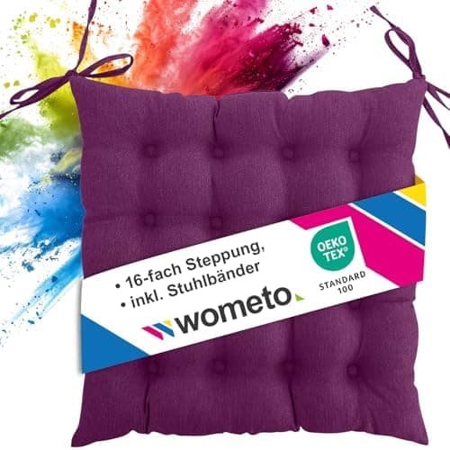 Wometo Sitzkissen Stuhl - dunkelgrau Oeko-TEX Sitzpolster mit Bändern für Indoor und Outdoor OEKO-TEX STANDARD 100  
Wom
