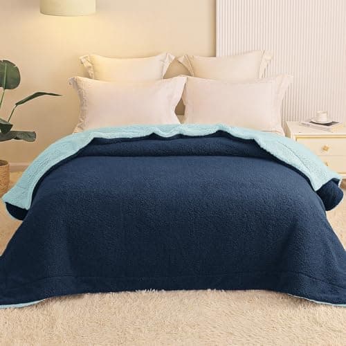 Exclusivo Mezcla Decke, Warme Kuscheldecke für Bett und Sofa, Tiefviolett/Lila 130x150 cm