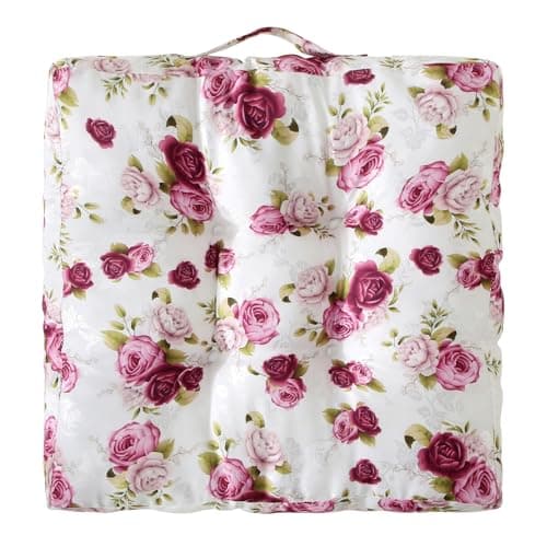 Wometo Sitzkissen Bodenkissen - Landhaus Rosen-Motiv für Indoor und Outdoor OEKO-TEX