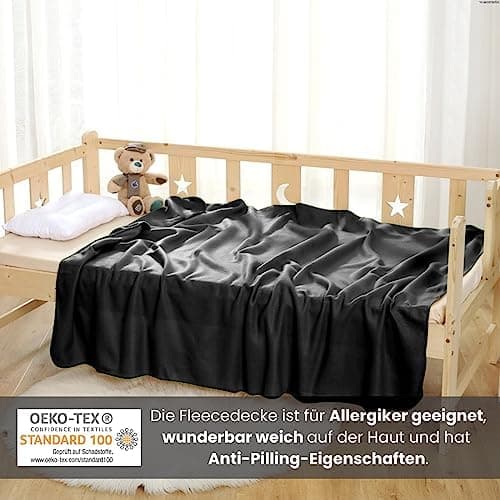 Wometo 2er Set Polar Fleecedecke OekoTex Lilaviolett Anti-Pilling Kettelrand