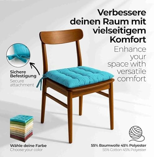 Etérea Türkiswaschbares Sitzkissen Stuhl 40x40 2er Set Inneneinbau - Outdoor & Indoor - OEKO-TEX Made in Green