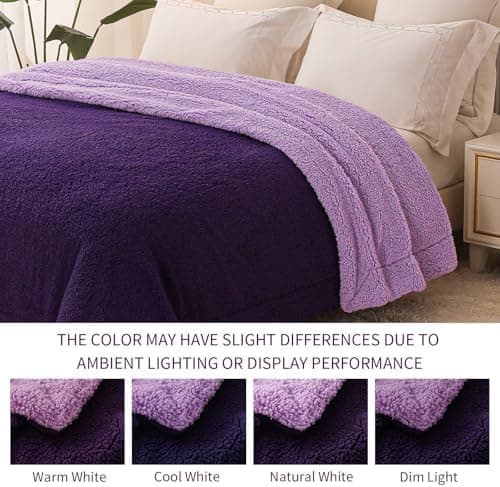 Exclusivo Mezcla Decke, Warme Kuscheldecke für Bett und Sofa, Tiefviolett/Lila 130x150 cm