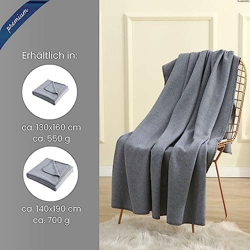 Wometo Premium Fleecedecke - weiß meliert (Bi-Color)Anti-Pilling 140x190 cm OEKO-TEX