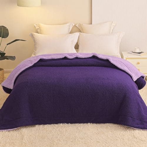 Exclusivo Mezcla Decke, Warme Kuscheldecke für Bett und Sofa, Tiefviolett/Lila 130x150 cm