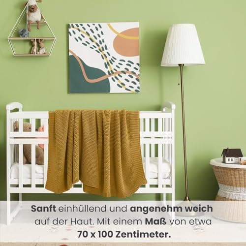 Oeko-Tex Wolle-Look Strickdecke Hellgrau Für Jungen Und Mädchen 70x100 - Wometo
