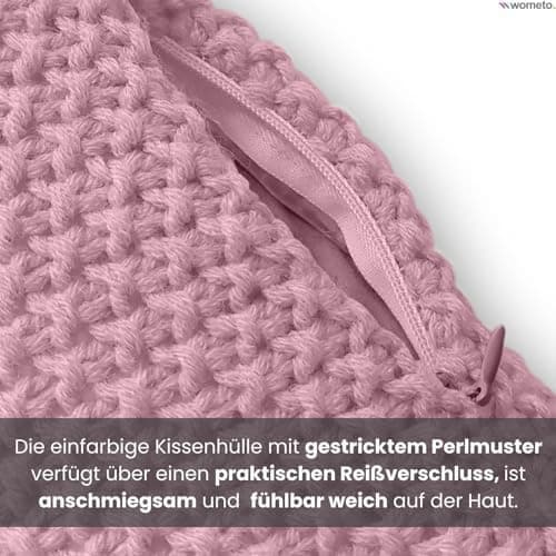 Wometo Oeko-TEX Sofakissenbezug Strick 45x45 türkis Petrol Reißverschluss warme weiche Kissenhülle OEKO-TEX STANDARD 100