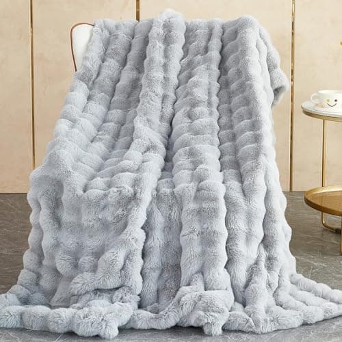 Kuscheldecke Milchsamt Blasen Decke Super Soft Warme Couchdecke 100 x 160cm White