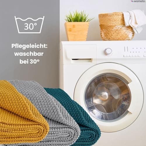 Wometo Kuscheldecke Strick Warme und Weiche Strickdecke OekoTex 140x190TürkisPetrol