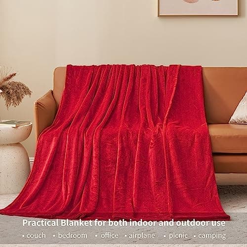 Aisbo Flauschig Warme Decke Rot für Winter - Kuschliges Wohnzimmer Blanket 130x150 cm OEKO-TEX