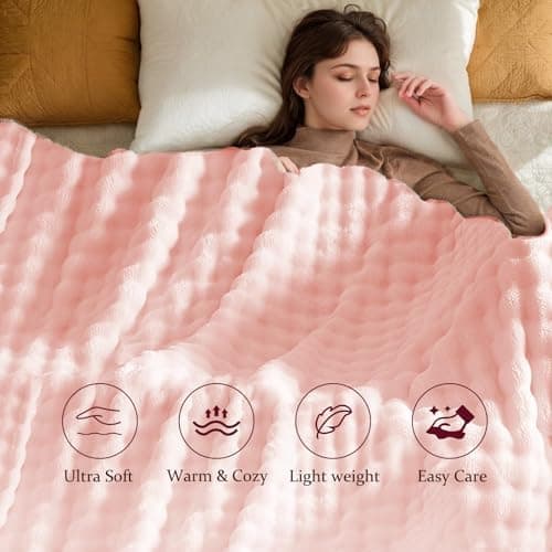 Kuscheldecke Milchsamt Blasen Decke Super Soft Warme Couchdecke 100 x 160cm White