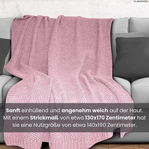 Wometo Kuscheldecke Strick Warme und Weiche Strickdecke OekoTex 140x190TürkisPetrol