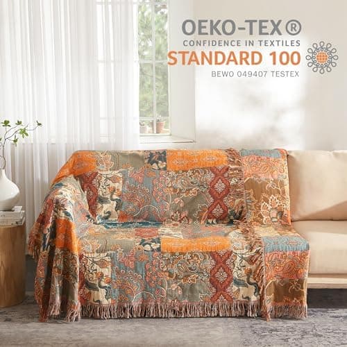 SOFTEXLY Boho Decke – Kuschelige Tagesdecke & Bettüberwurf 150x200cm, Aesthetic Design & Doppelseitige Musselin, Ideal f