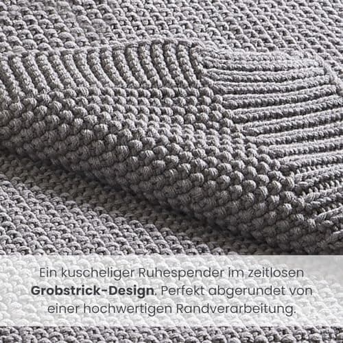 Oeko-Tex Wolle-Look Strickdecke Hellgrau Für Jungen Und Mädchen 70x100 - Wometo