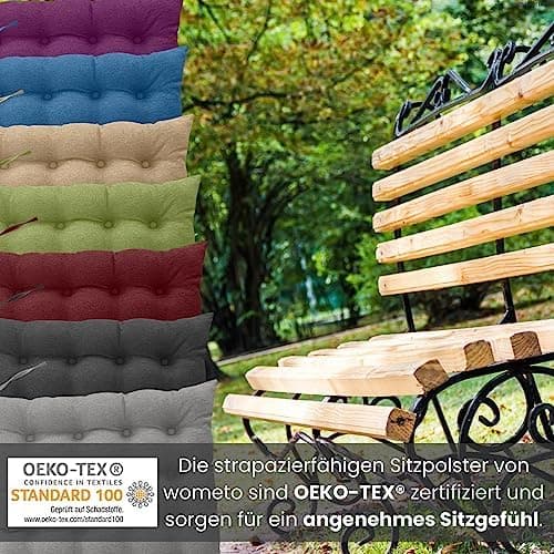 Wometo Sitzkissen Stuhl - dunkelgrau Oeko-TEX Sitzpolster mit Bändern für Indoor und Outdoor OEKO-TEX STANDARD 100  
Wom
