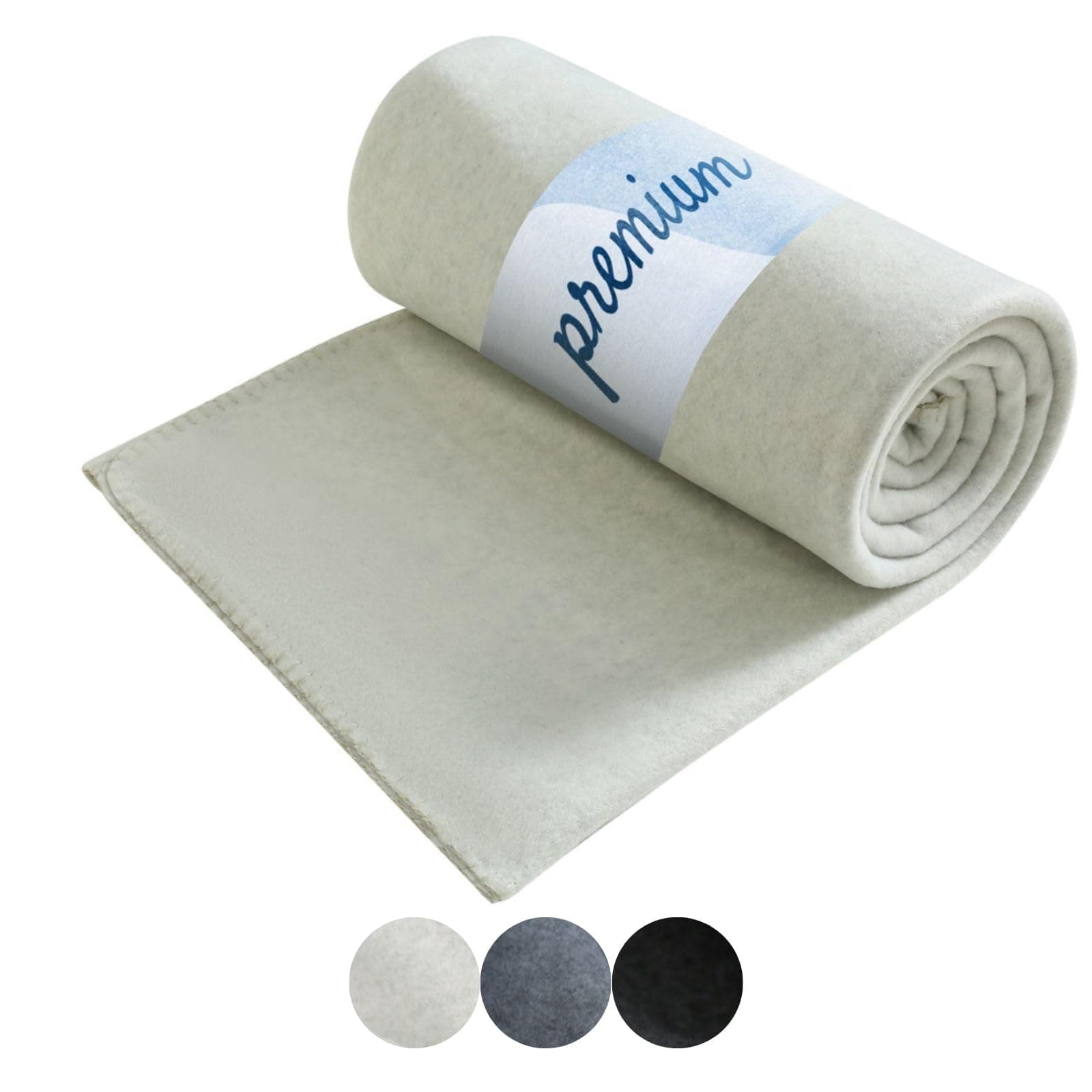 Premium Fleecedecke OekoTex 130x160 cm - weiß meliert (Bi-Color) mit Anti-Pilling und Qualitäts-Kettelrand