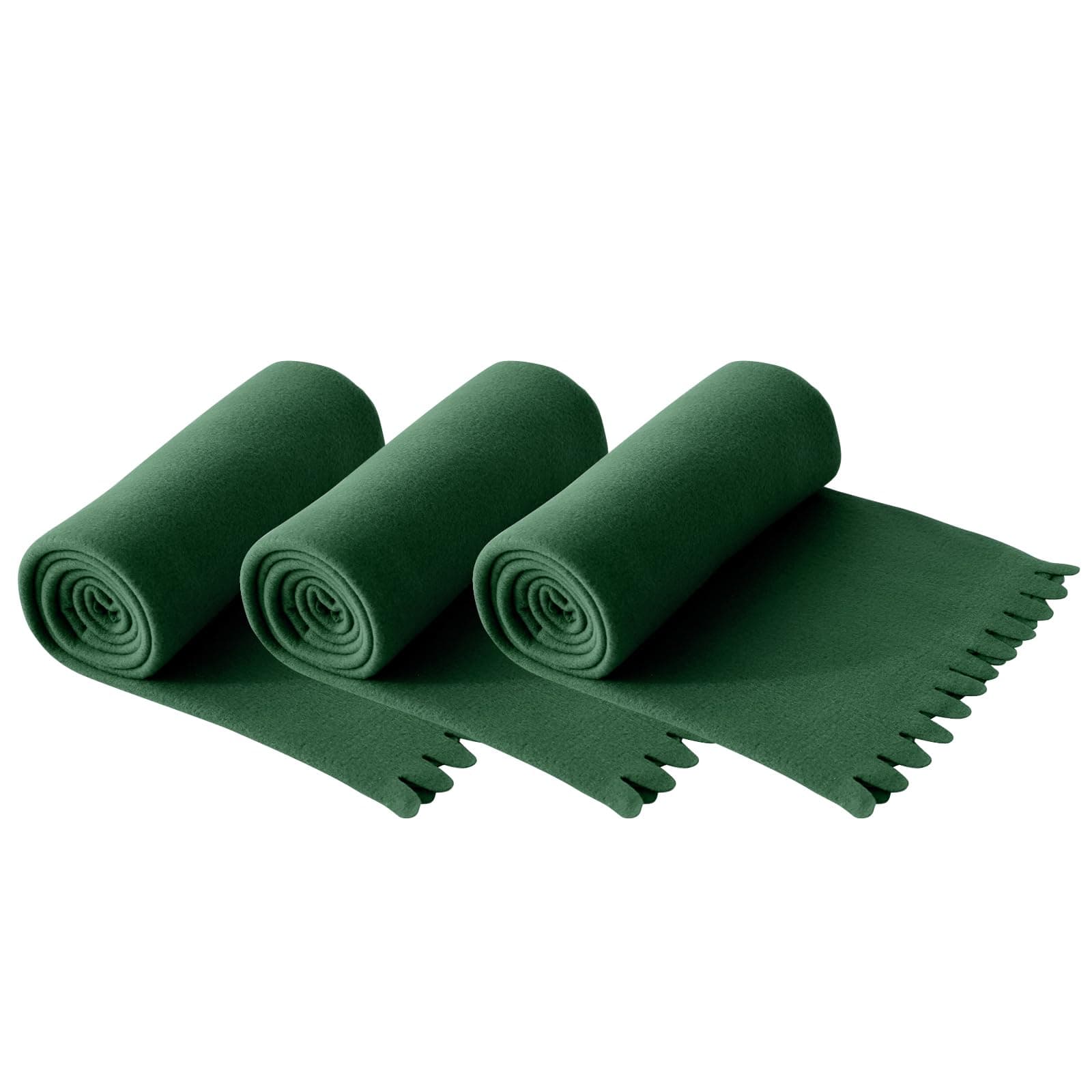 Wometo 3er Set Wave Fleecedecken 120x160 cm - Oeko-TEX ca. 300g weiche Fleece Decke Anti-Pilling grün